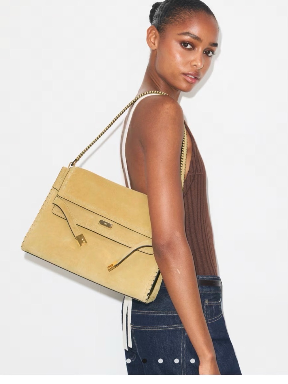 Tory Burch Lee Radziwill Suede Shoulder Bag